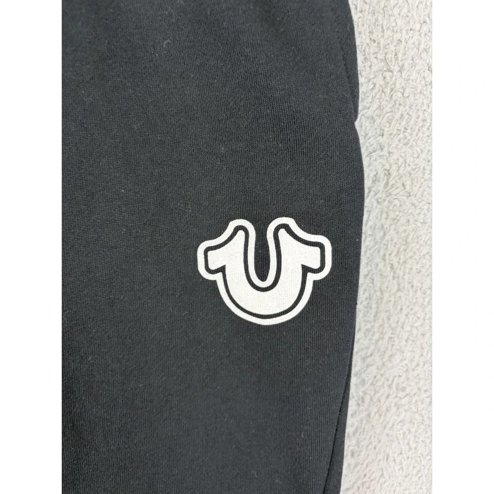 True Religion Sweatpants Mens 2XL Black Fleece Drawstring Logo Joggers Mens